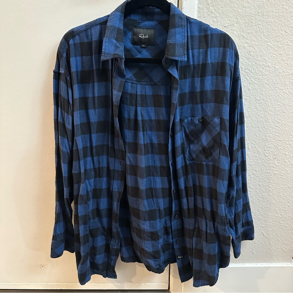 Rails Blue and black plaid flannel shirt